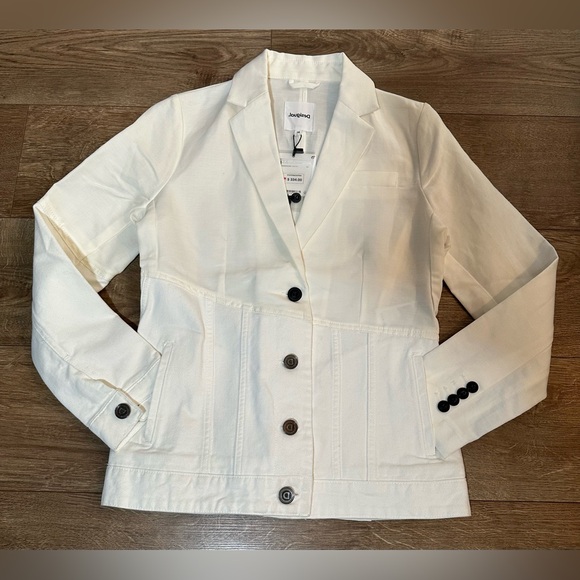 Desigual Hybrid Denim Blazer – Off-White Linen-Cotton Blend (Size 38 / NWT) - Picture 5 of 16